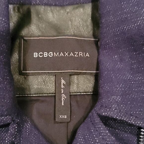 BCBGMAXAZRIA black leather and denim jacket XXS - Picture 2 of 7